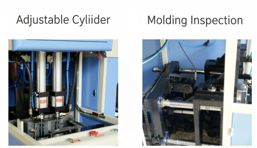 HQ-1000B bottle blowing machine PLC control adjustable stretch cylinder