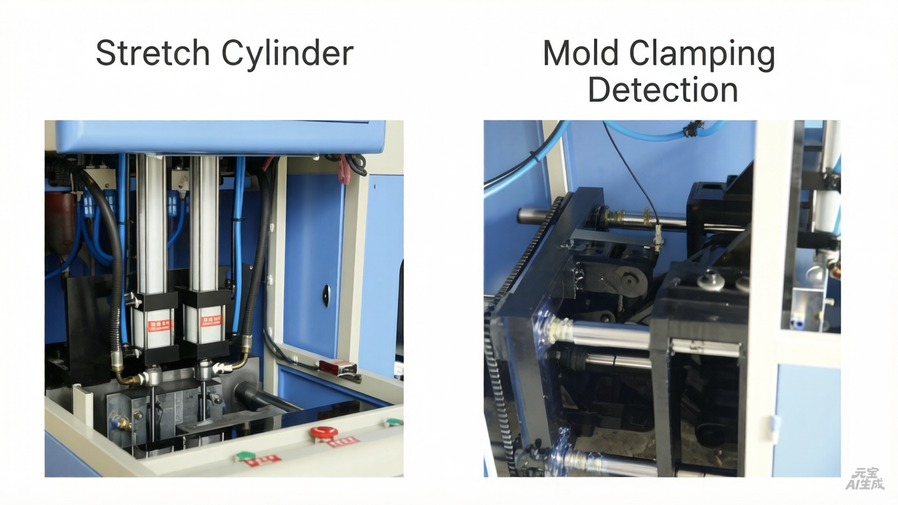 HQ-1000B bottle blowing machine PLC control adjustable stretch cylinde