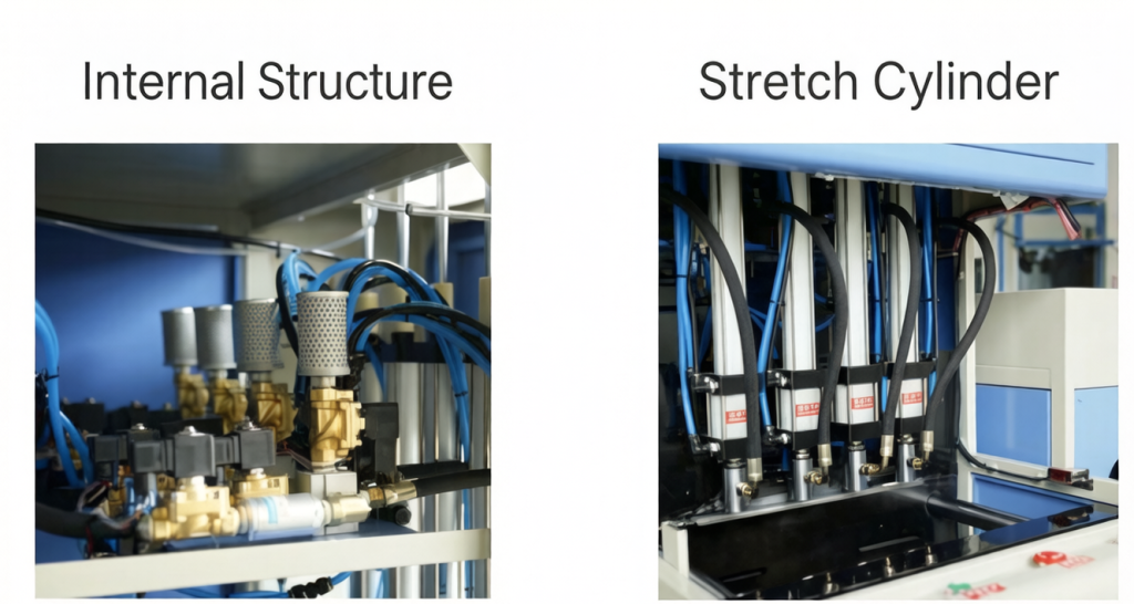 HQ-2000A bottle blowing machine PLC control adjustable stretch cylinder